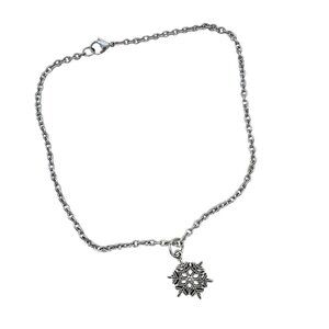 Snowflake Charm Silver Tone Anklet Lobster Clasp 12" Chain For Women Or Teens
